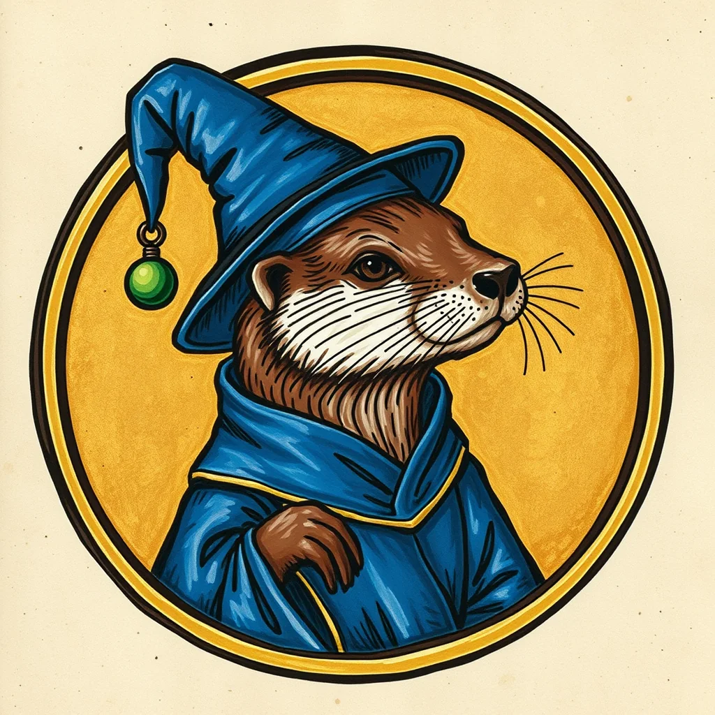 Painted portrait of the otter wizard